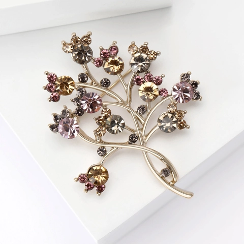 Spilla Albero Lega Strass Colorati Cristallo Stile Vintage Spilla Corsage Accessorio Moda Abbigliamento Per Donne
