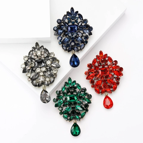 Eleganter Legierung Strass Anhänger Brosche Vintage Luxuriöse Kristall Brosche Pin Für Damen Anzug Kleid Schmuck Corsage Accessoire