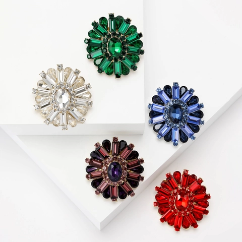 Vintage Legierung Kristall Blume Brosche Für Damen Luxus Strass Sonnenblume Corsage Anstecknadel Für Kleid Anzug Bankett Hochzeit Schmuck Zubehör