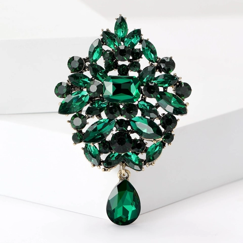 Eleganter Legierung Strass Anhänger Brosche Vintage Luxuriöse Kristall Brosche Pin Für Damen Anzug Kleid Schmuck Corsage Accessoire