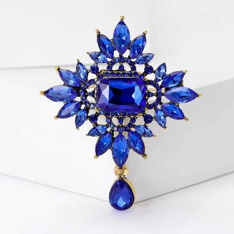 Spilla in Lega di Strass Vintage Lussuosa a Stella con Pendente a Goccia d'Acqua per Donna Abito Completo Gioielli di Moda