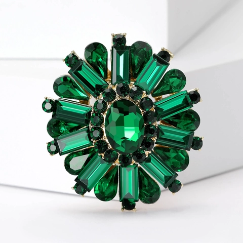 Vintage Legierung Kristall Blume Brosche Für Damen Luxus Strass Sonnenblume Corsage Anstecknadel Für Kleid Anzug Bankett Hochzeit Schmuck Zubehör