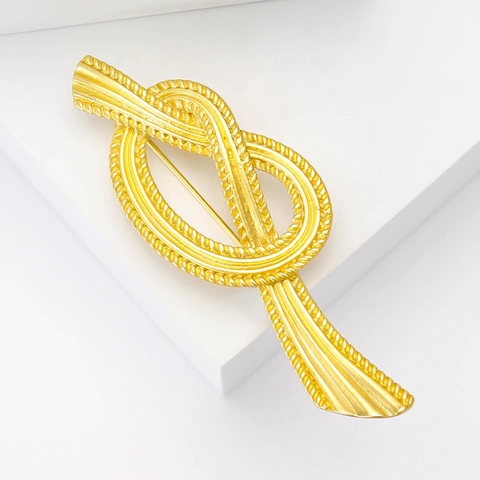 Broche De Nudo De Cuerda De Aleación De Oro Vintage Francés Para Mujer Accesorio Elegante Para Traje De Banquete Pin Retro Joyería Decorativa De Gama Alta