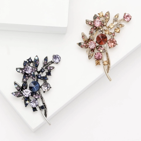 Vintage Legierung Strass Blume Brosche Pin Für Damen Elegante Floral Bouquet Korsett Schmuck Geschenk Für Mantel Jacke Kleid