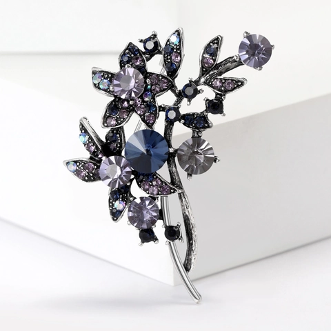 Vintage Legierung Strass Blume Brosche Pin Für Damen Elegante Floral Bouquet Korsett Schmuck Geschenk Für Mantel Jacke Kleid