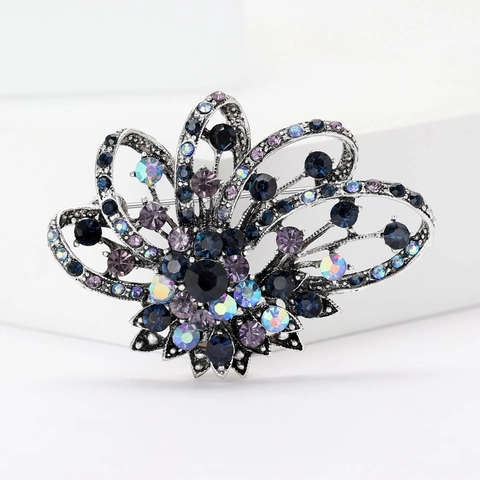 Spilla a Fiore in Lega di Cristallo Vintage per Donna Spilla in Strass di Lusso per Abiti Eleganti Gioielli da Banchetto di Moda