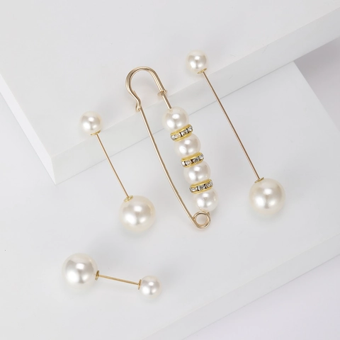 Elegante Set di Spille in Lega con Künstliche Perle Sintetiche e Strass Oro per Donna Completo Vestito Matrimonio Gioielli alla Moda
