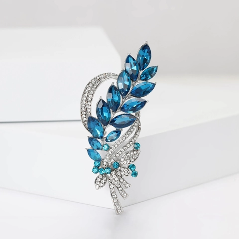 Spilla in Lega Vintage Strass a Forma di Spiga di Grano per Donna Lusso Elegante Abito da Sera Spilla da Revero Botanica Gioielli