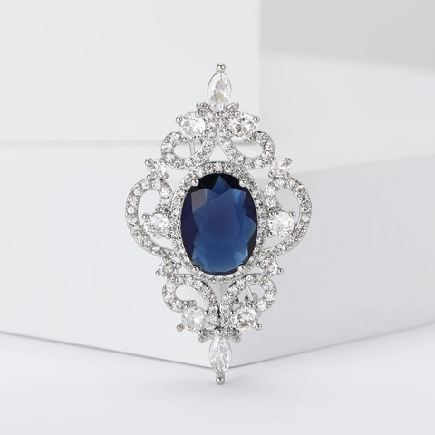Spilla Vintage Stile Palazzo in Rame Svuotata con Strass Elegante Lussuoso Accessorio Gioielli Donna per Vestito Completo