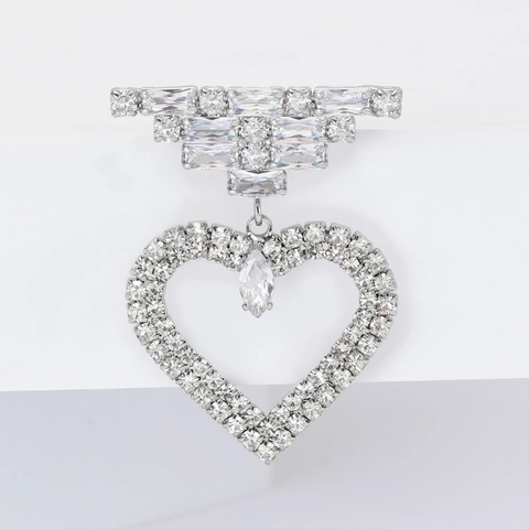 Exquisite Hohl Herz Brosche Für Damen Legierung Strass Pavé Wassertropfen Anhänger Brosche Pin Für Kleid Anzug Hochzeit Party Mode Schmuck
