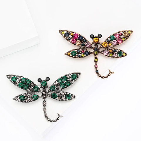 Spilla a Forma di Libellula Cava Vintage per Donna Gioielli con Spilla in Lega con Strass Retrò Accessorio per Abbigliamento
