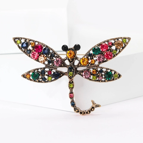 Spilla a Forma di Libellula Cava Vintage per Donna Gioielli con Spilla in Lega con Strass Retrò Accessorio per Abbigliamento