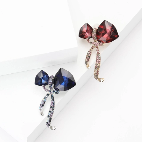 Spilla a Fiocco in Lega di Strass alla Moda Coreana per Donna Elegante Spilla con Nodo di Cristallo Accessorio per Gioielli di Moda