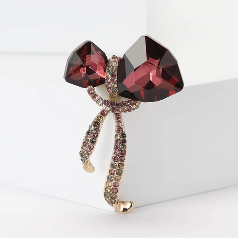 Spilla a Fiocco in Lega di Strass alla Moda Coreana per Donna Elegante Spilla con Nodo di Cristallo Accessorio per Gioielli di Moda
