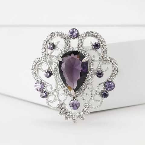 Vintage Barock Legierung Strass Brosche Für Damen Palaststil Wassertropfen Hohl Geschnitten Corsage Pin Bankett Schmuck Geschenk