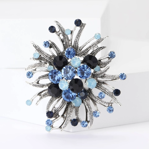 Vintage Legering Strass Bloem Sterrenbeeld Brosche Pin Voor Vrouwen Elegant Mode Vuurwerk Sieraden Accessoires Speld