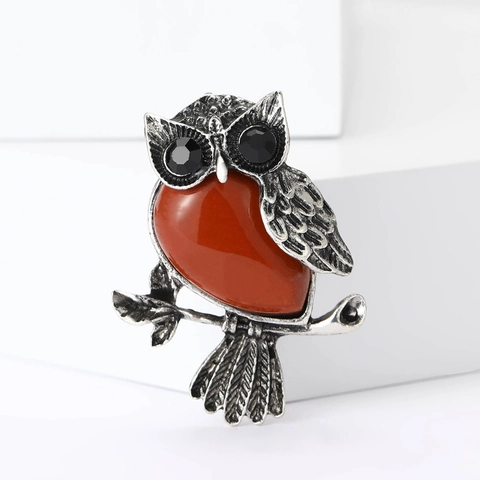 Vintage Owl Brooch For Women Men Alloy Rhinestone Enamel Owl Pin Retro Animal Breastpin Clothing Accessories Jewelry Gift