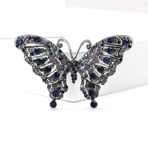 Vintage Legierung Hohl Schmetterling Brosche Für Damen Hochwertige Strass Eingelegt Corsage Pin Mode Schmuck Luxus Zubehör