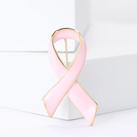Minimalist Alloy Enamel Ribbon Brooch For Women Gold Plated Pink Yellow Awareness Pins Fashion Clothes Jewelry Accessory