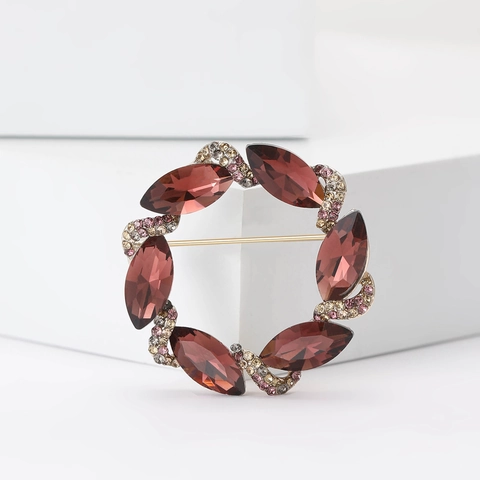 Spilla a Forma di Ghirlanda di Fiori in Lega con Strass Vintage per Donna Elegante Spilla Floreale in Cristallo per Abito Gioielli