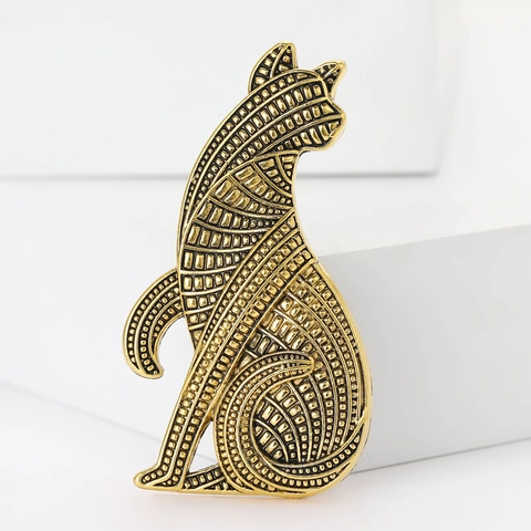 Spilla in Lega Gatto Persiano Vintage per Donna Motivo Geometrico Artistico Metallo Animale Spilla per Abito Gioielli di Moda