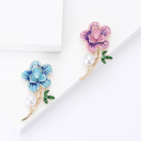 Elegante Spilla a Forma di Fiore in Lega e Smalto Con Perla Artificiale Moderna Spilla Coreana per Abito da Donna Cardigan Gioielli