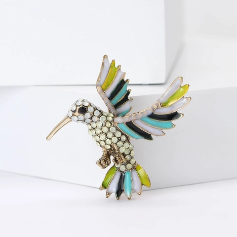 Squisita Spilla a Forma di Colibrì in Lega di Strass Spilla per Uccelli in Smalto Colorato per Donna Vestito Cappotto Gioielli