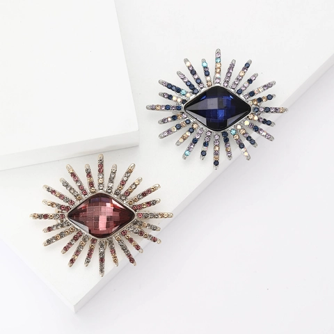 Elegante Legierung Strass Sternenstrahl Brosche Mit Rhombischem Edelstein Für Damen Mode Stern Brosche Pin Für Anzüge Mäntel Schmuck