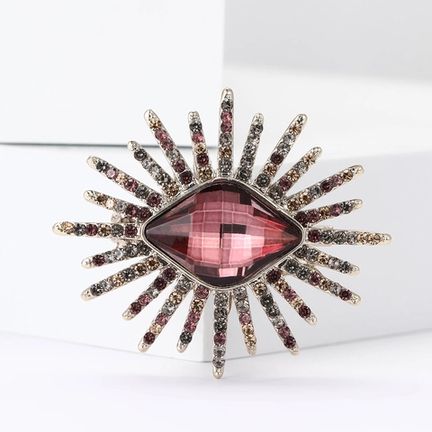 Elegante Legierung Strass Sternenstrahl Brosche Mit Rhombischem Edelstein Für Damen Mode Stern Brosche Pin Für Anzüge Mäntel Schmuck