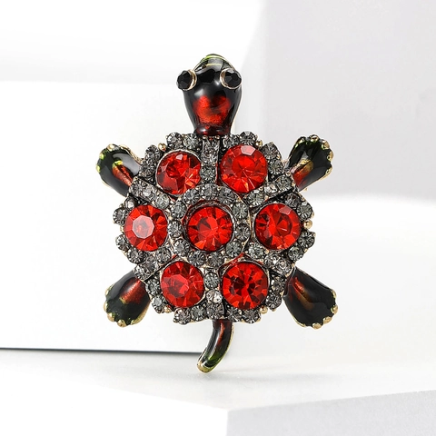 Vintage Legierung Strass Emaille Schildkröte Brosche Pin Für Unisex Mode Tierform Reversnadel Schmuck Zubehör Kleidung Dekor