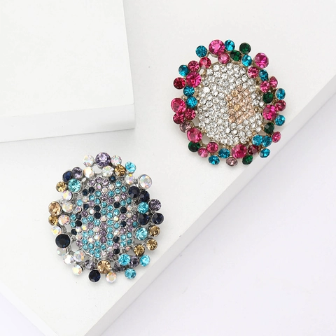 Vintage Alloy Sunflower Brooch Multi Color Rhinestones Fashion Floral Lapel Pin For Women Clothing Accessories Jewelry Gift
