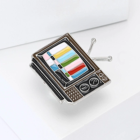 Retro Vintage TV Enamel Pin Brooch Multi Color Test Card Pattern Alloy Lapel Pin For Unisex Clothing Backpack Decoration