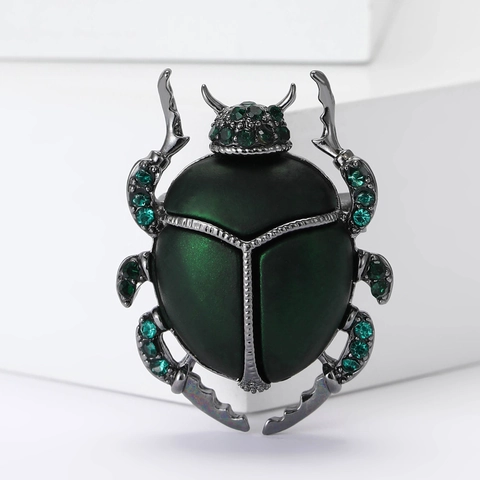 Broche de Escarabajo de Esmalte de Aleación de Moda para Hombres y Mujeres con Diamantes de Imitación de Insecto para Traje Camisa Accesorios