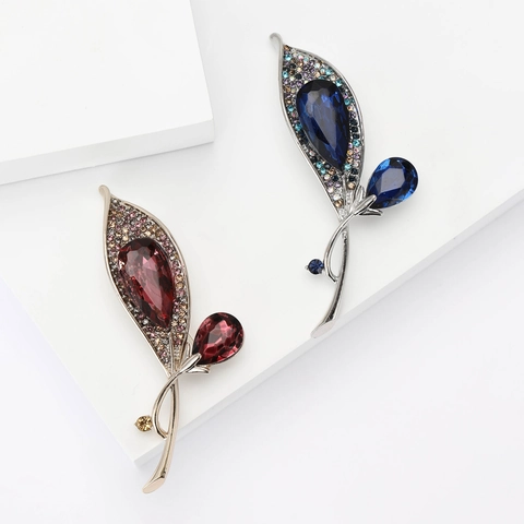Vintage Legierung Strass Tulpe Blume Brosche Elegant Pflanze Anstecknadel Für Damen Kleidung Dekoration Mode Schmuck Zubehör
