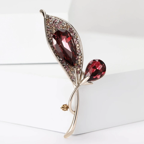 Vintage Legierung Strass Tulpe Blume Brosche Elegant Pflanze Anstecknadel Für Damen Kleidung Dekoration Mode Schmuck Zubehör