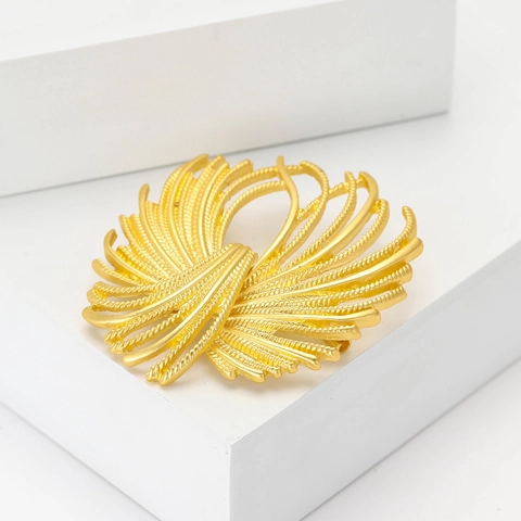 Spilla a Forma di Fuochi d'Artificio in Lega per Donna Elegante Struttura Intrecciata Geometrica Placcata in Oro Accessorio per Abito
