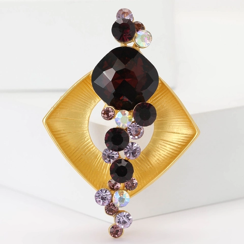 Broche Cuadrado de Aleación Vintage con Diamantes de Imitación para Mujer Elegante Accesorio de Oro Mate para Fiesta Boda Joyería