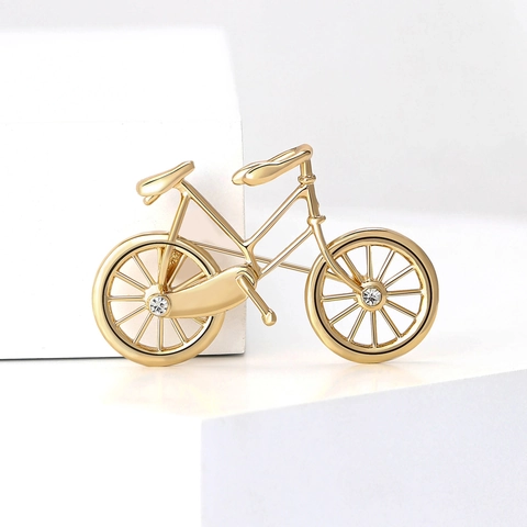 Spilla a Forma di Bicicletta Galvanizzata Creativa in Lega con Strass per Uomo Donna Accessorio per Risvolto Camicia Abito Gioielli