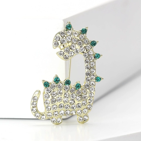 Vintage Alloy Rhinestone Dinosaur Brooch Fashion Creative Animal Breastpin Cute Clothes Lapel Pin Badge For Men Women Gift