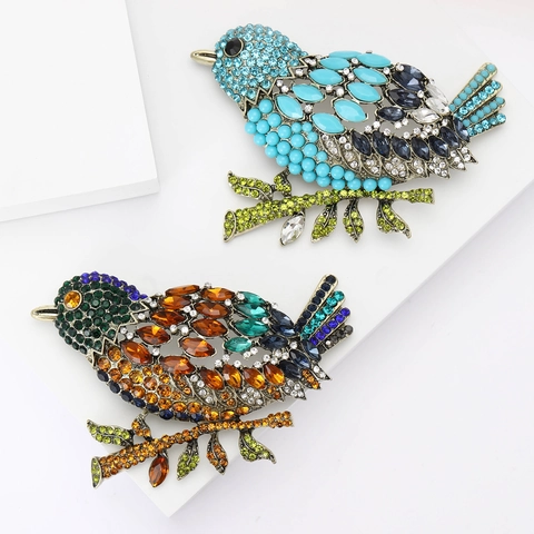 Spilla Uccello Passero in Lega con Strass per Donna Spilla Animale Vintage per Abiti Cappotti Accessori Gioielli Moda Regalo