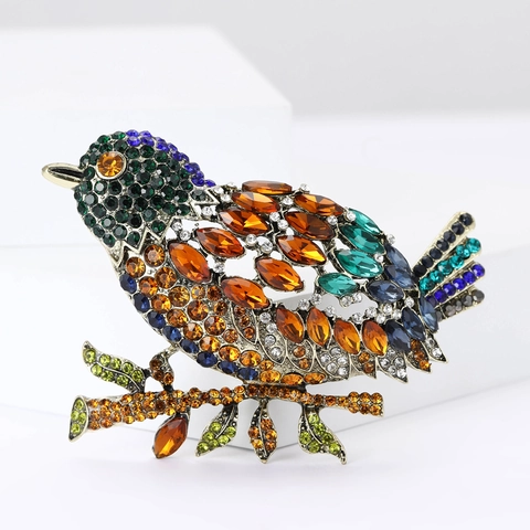 Spilla Uccello Passero in Lega con Strass per Donna Spilla Animale Vintage per Abiti Cappotti Accessori Gioielli Moda Regalo