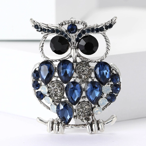 Vintage Alloy Rhinestone Owl Brooch For Women High Grade Fashion Animal Shape Breastpin Corsage Jewelry Accessories