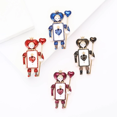 Spilla Soldato di Poker in Lega di Smalto Vintage Spilla Cartone Animato Cuore Scettro Distintivo Unisex Gioielli di Moda Regalo