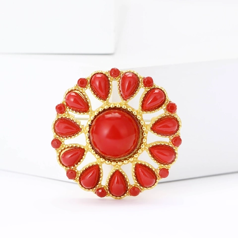 Vintage Rund Legierung Strass Brosche Für Damen Exquisite Mode Türkischen Stil Korsage Pin Für Anzug Schal Schmuck Zubehör
