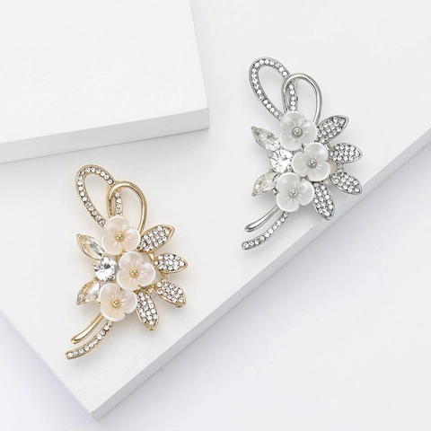 Luxus Legierung Strass Blumenstrauß Brosche Gold Silber Überzogen Kunstperle Mode Hochzeit Schmuck Geschenk Für Damen