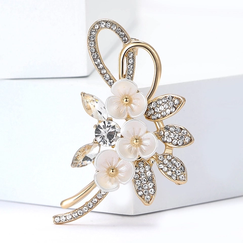 Luxus Legierung Strass Blumenstrauß Brosche Gold Silber Überzogen Kunstperle Mode Hochzeit Schmuck Geschenk Für Damen