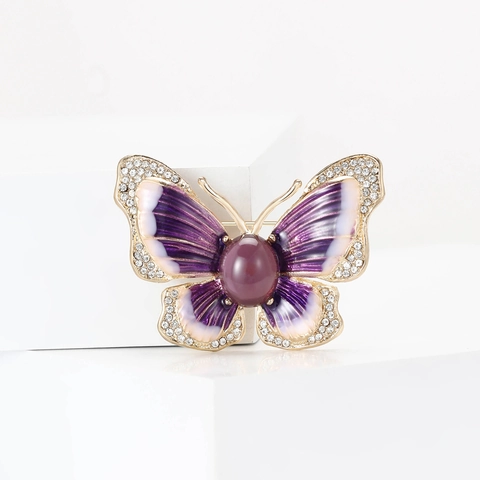 Vintage Legering Emaille Vlinder Broche Voor Vrouwen High-End Strass Insect Pin Corsage Sieraden Voor Bruiloft Feest Cadeau