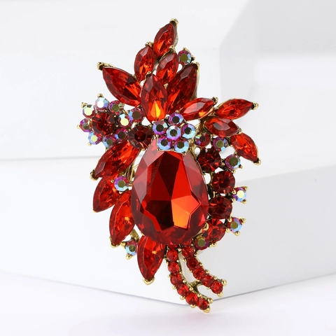 Vintage Legierung Strass Bauhinie Blume Brosche Für Damen Hochwertige Mode Floral Korsett Nadel Hochzeit Party Schmuck Zubehör