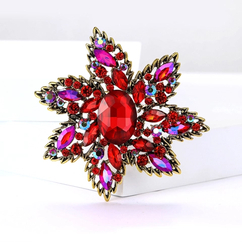 Spilla a Fiore in Lega Strass Vintage per Donna Spilla Creativa di Alta Qualità per Cappotto Abito Pin Retro Floreale Matrimonio Banchetto Gioielli