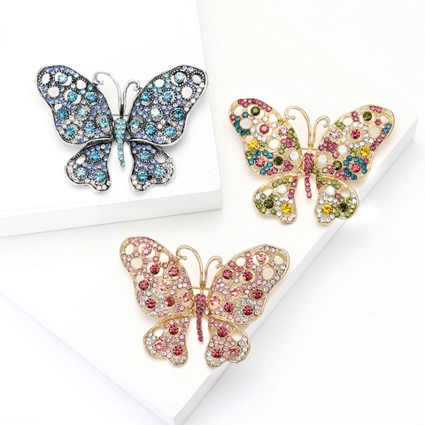 Lussuosa Spilla a Farfalla Cava in Lega di Strass per Donna Squisita Spilla da Corsetto a Insetto Elegante Gioiello Accessorio